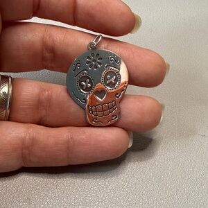 Silver 925 Sugar Skull Pendant made in Mexico